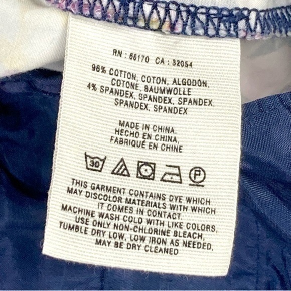 Anthropologie Cartonnier Pants Womens Sz 8 Navy Blue Floral Print Ankle Trousers - Picture 13 of 13